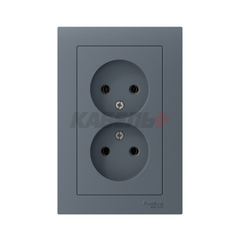ATLASDESIGN РОЗЕТКА двойная без заземления, 16А, в сборе, ГРИФЕЛЬ