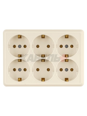 Розетка шестиместная 2П+3 открытой установки IP20 16A сл.кость "Ладога" TDM