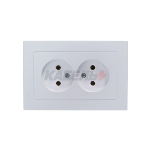 ATLASDESIGN РОЗЕТКА двойная без заземления, 16А, в сборе, ЖЕМЧУГ
