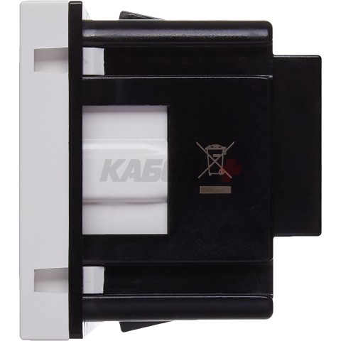 Розетка с заземляющим контактом без защитной шторки и винтовым зажимом (2 модуля) белая