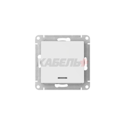 ATLASDESIGN 1-клавишный ПЕРЕКЛЮЧАТЕЛЬ с подсветкой, сх.6а, 10АХ, мех., быстрозажим. клем., БЕЛЫЙ