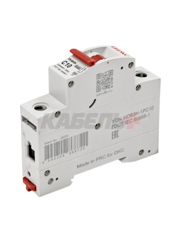 Автоматический выключатель YON max типа MD63N, 6кА, 1 полюс, хар-ка C, 10А DKC