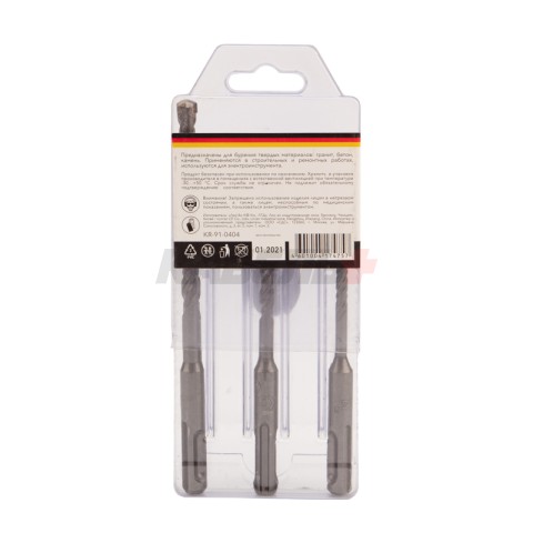 Набор буров по бетону 5х110х50, 6х110х50, 8х160х100мм, 3 шт, в пластиковой коробке SDS PLUS KRANZ