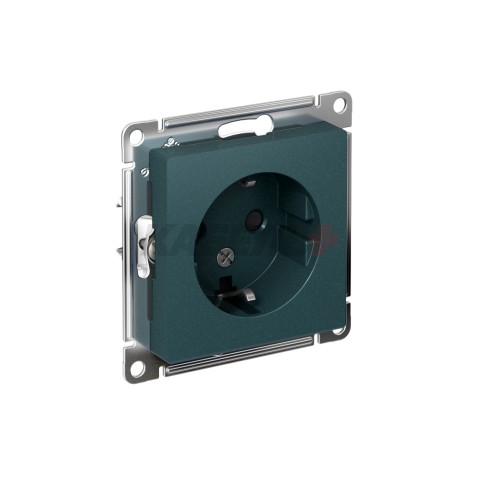 ATLASDESIGN РОЗЕТКА с заземлением со шторками, 16А, механизм, ИЗУМРУД