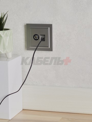 BRITE Розетка двойная TV+RJ45 кат.5E РТВ/РК12-БрС сталь IEK