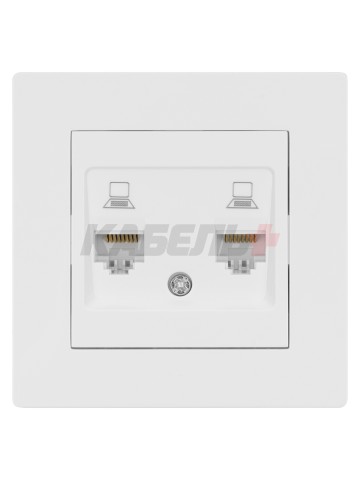 Розетка компьютерная двойная RJ45 белая "Сенеж" TDM