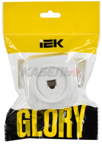 GLORY Розетка для открытой установки компьютерная RJ45 кат.5E РК10-ХБм белый матовый IEK