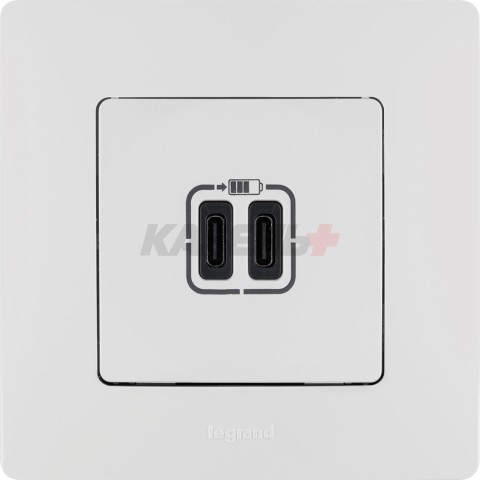 Etika - Зарядное устройство с двумя USB-разъемами Type C, 3000mA (белый)