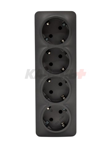 GLORY Розетка 4-местная для открытой установки с заземлением без защитных шторок 16А РС24-3-ХСм сталь матовый IEK