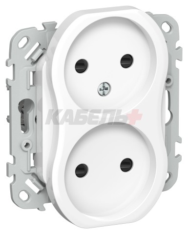 FLITE Розетка 2-местная без заземления с защитными шторками 10А РСш02-0-ФлБ белый IEK
