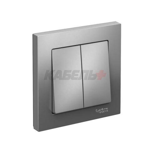 ATLASDESIGN 2-клавишный ВЫКЛЮЧАТЕЛЬ, сх.5, 10АХ, в сборе, быстрозажим. клем., СТАЛЬ