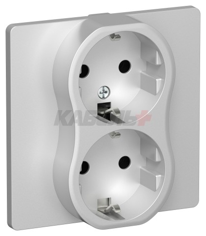 FLITE Розетка 2-местная с заземлением без защитных шторок 16А РС12-0-К-ФлА алюминий IEK