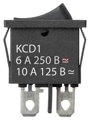 KCD1-101B 250В AC/DC, 1P, 6А, (2с), ON-OFF, черный, Mini TDM