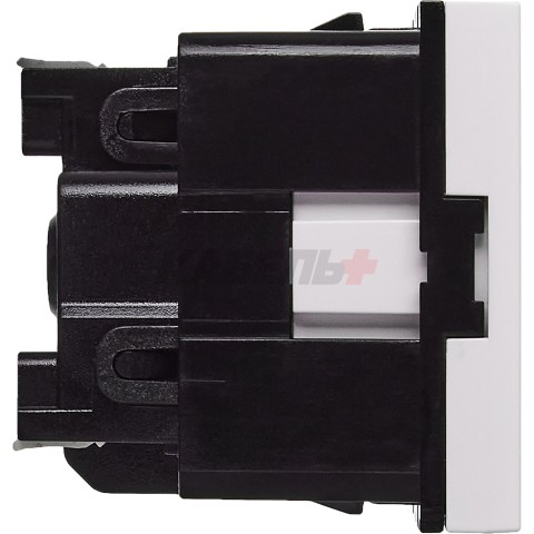 Розетка с заземляющим контактом без защитной шторки и безвинтовым зажимом (2 модуля) белая