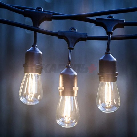 Гирлянда Белт Лайт Gen-Beltlight-20M-40E27-IP65 Black (Шаг 50См/16а/2*1,5mm +1,5m шнур)
