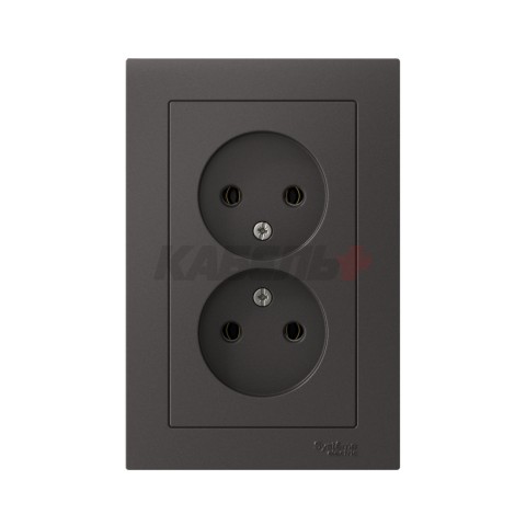 ATLASDESIGN РОЗЕТКА без заземления без шторок, 16А, механизм, БАЗАЛЬТ