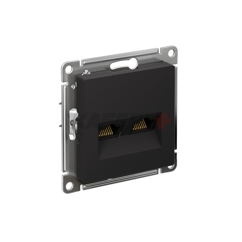 ATLASDESIGN РОЗЕТКА двойная компьютерная RJ45+RJ45 кат. 5e, механизм, КАРБОН