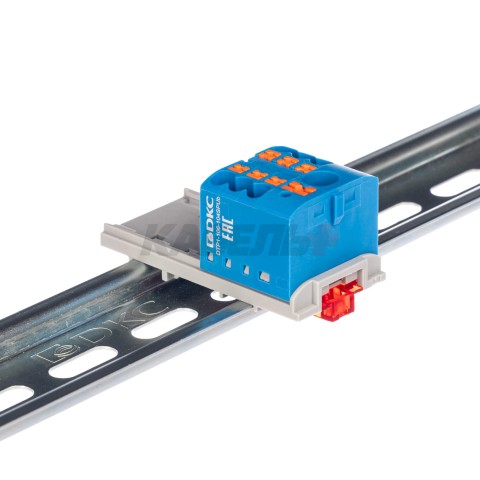 Блок распределительный, зажим push-in, 1 ввод 6 кв.мм, 6 точек подключения 2,5 кв.мм, синий DKC