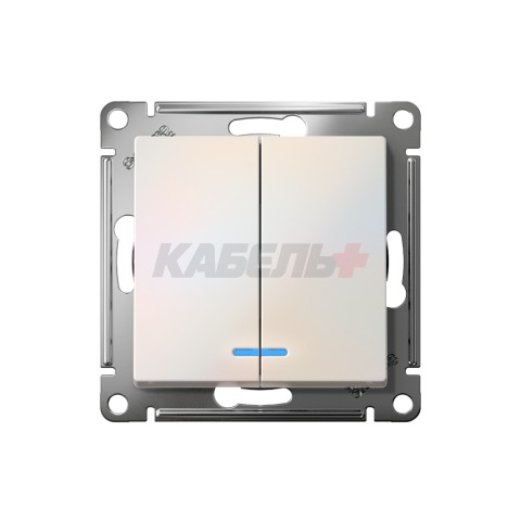 ATLASDESIGN 2-клавишный ВЫКЛЮЧАТЕЛЬ с подсветкой, сх.5а, 10АХ, механизм, ЖЕМЧУГ