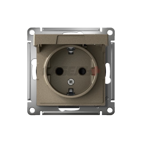 ATLASDESIGN РОЗЕТКА с заземлением со шторками с крышкой, 16А, IP20, механизм, ШАМПАНЬ
