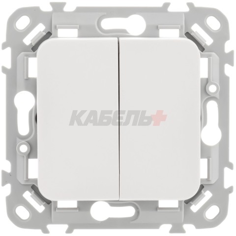 FLITE Выключатель 2-клавишный 10А ВС12-1-0-ФлБ белый IEK