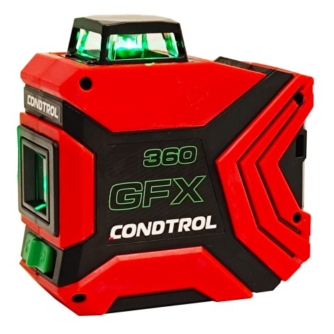 Нивелир лазерный GFX 360 (Зеленый / 30/60 м / 3 луча / +- 0,3 мм/м/ Чехол), CONDTROL