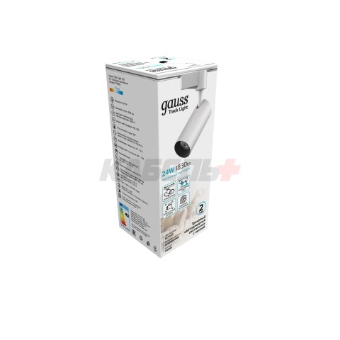 Светильник трековый Gauss цилиндр 24W 1830lm 4000K 180-220V IP20 65*206мм белый линза 36º LED 1/40