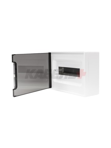 Щиток 12 мод настенный FRAME, белый, с тонированной дверцей, с 2 шинами PEN на 6 и 8 отв.