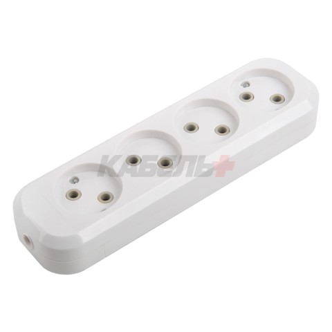 Розеточная колодка GSB-10-4-IP20 Easy, 10А, 4 места, без заземления, без выключателя, IP20.