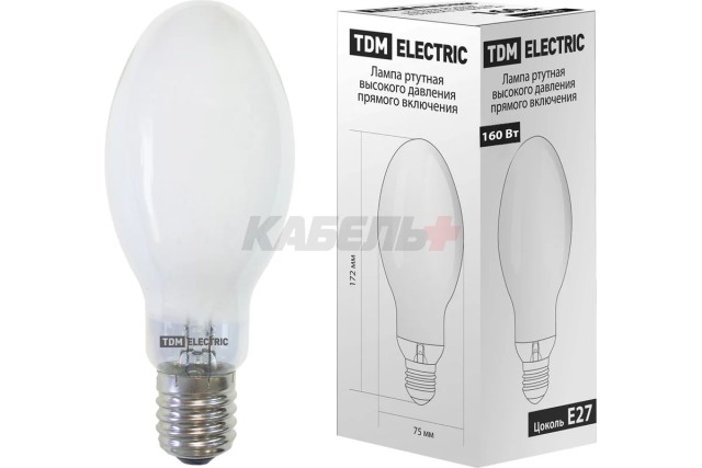 Лампа ртутная высокого давления прямого включения ДРВ 160 Вт Е27 TDM