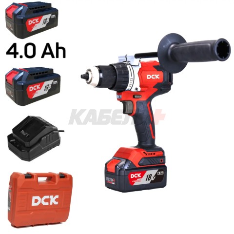 Дрель-шуруповерт аккум бесщеточная DCK KDJZ06-13, 18В, 2*4а/ч, 120нм кейс