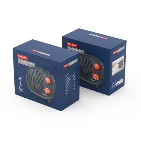 Тепловентилятор электрический настольный 2кВт со спиральным нагревательным элементом, черный REXANT