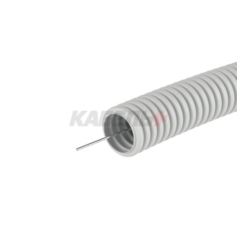 Труба ПВХ гибкая гофр. д.20мм, тяжёлая с протяжкой, 100м, цвет серый DKC