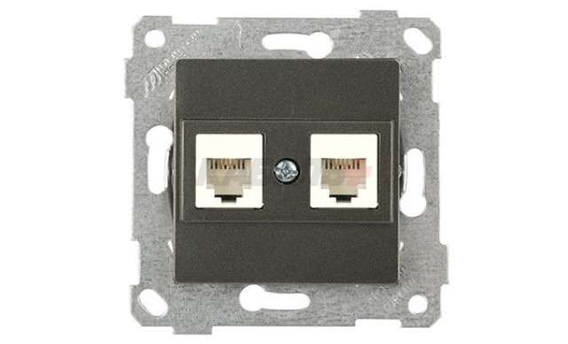 Rita - Розетка 2хRJ-45 кат. 6 UTP, дымчатый