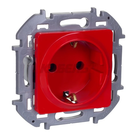 INSPIRIA Розетка 1-местная с заземлением с защитными шторками 16А красный