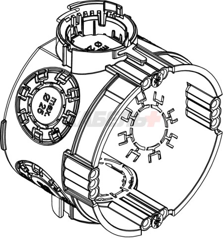 UG 46-GS, Коробка монтажная для твердых стен Ø60мм, Н46mm, 7 вводов, без галогена, с винтами в комплекте