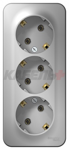 BLANCA О/У РОЗЕТКА 3-я с заземлением без шторок, ИЗОЛ.ПЛ., 16А, 250В, АЛЮМИНИЙ