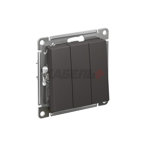 ATLASDESIGN 3-клавишный ВЫКЛЮЧАТЕЛЬ, сх.1+1+1, 10АХ, механизм, БАЗАЛЬТ