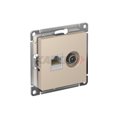 ATLASDESIGN РОЗЕТКА двойная ТВ + компьютерная RJ45 кат. 5e, механизм, ПЕСОЧНЫЙ
