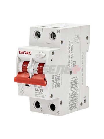 Дифавтомат YON max типа MDR, 1P+N, 30mA, 6A, хар-ка C, 6kA, тип А DKC