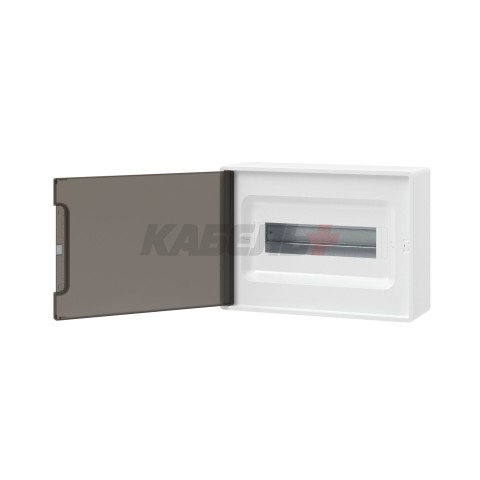 Щиток 12 мод настенный FRAME, белый, с тонированной дверцей, с 2 шинами PEN на 6 и 8 отв.