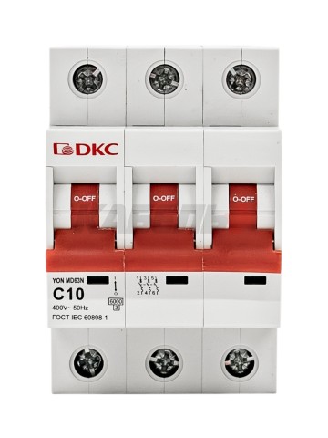 Автоматический выключатель YON max типа MD63N, 6кА, 3 полюса, хар-ка C, 10А DKC
