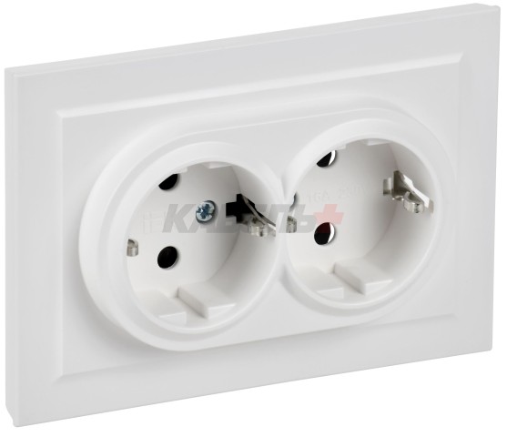 BRITE Розетка 2-местная с заземлением без защитных шторок 16А в сборе РС12-3-БрАБ арктический белый IEK