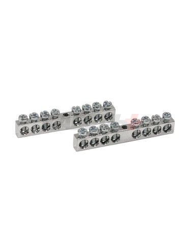 Шина "N" нулевая 6х9мм 8/1 (8 групп/крепеж по центру) никелированная TDM