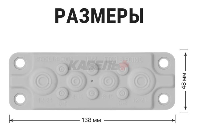 Кабельный ввод мембранный КВМ-10, ТЭП, RAL7035, IP54, 10 вводов TDM