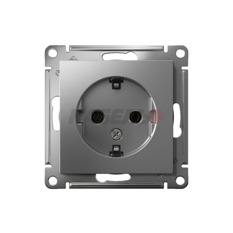 ATLASDESIGN РОЗЕТКА с заземлением без шторок, 16А, механизм, СТАЛЬ