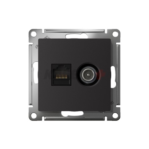 ATLASDESIGN РОЗЕТКА двойная ТВ + компьютерная RJ45 кат. 5e, механизм, КАРБОН