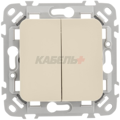 FLITE Выключатель 2-клавишный 10А ВС12-1-0-ФлСл сливочный IEK