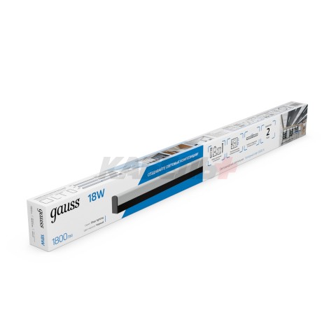 Св-к светодиодный матовый Gauss IP40 590x60x36мм 18W 1800Лм 6500K Shop Lighting черный 1/20