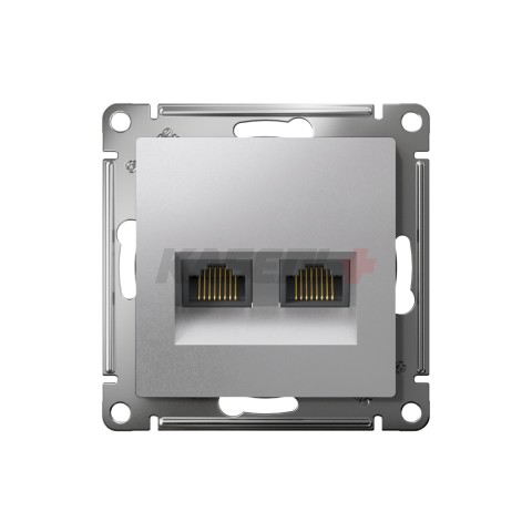 ATLASDESIGN РОЗЕТКА двойная компьютерная RJ45+RJ45 кат. 6А, механизм, АЛЮМИНИЙ